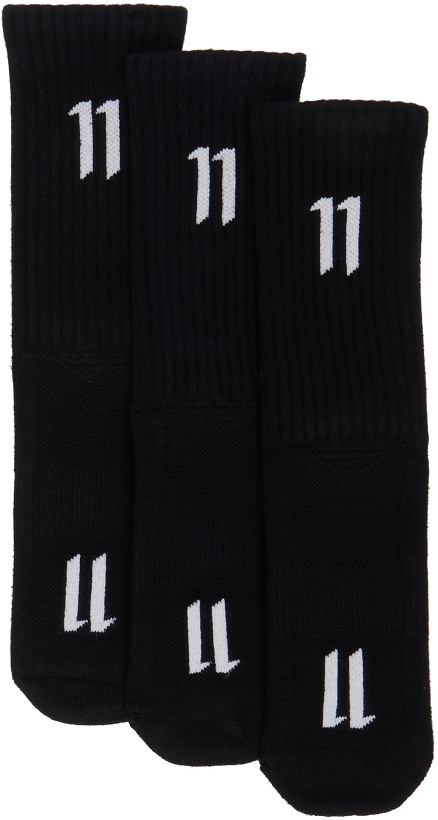 Photo: 11 by Boris Bidjan Saberi Three-Pack Black Calf-High Socks