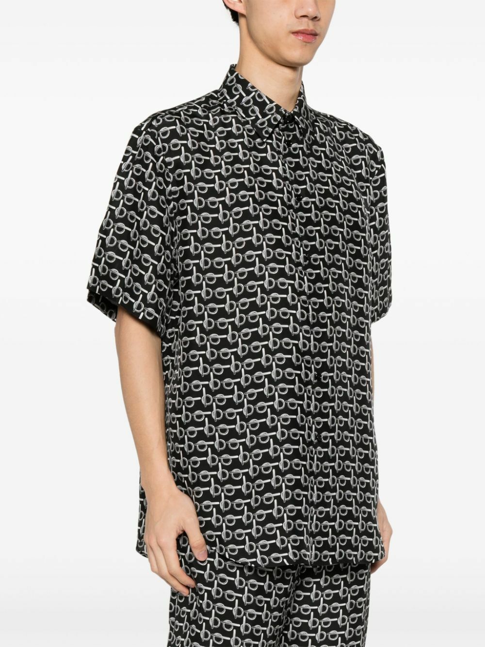 Burberry Black B-Print Silk Shirt