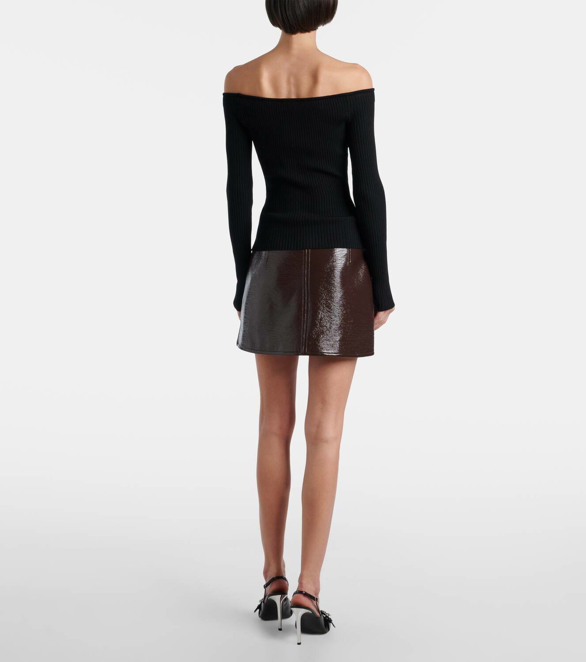 Courrèges Off-shoulder ribbed-knit top