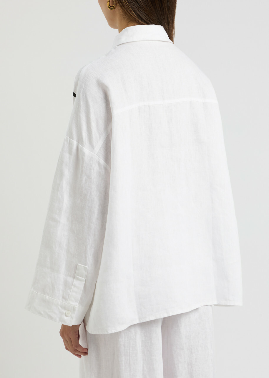 Faithfull The Brand Rossa Printed Linen Shirt White And Black