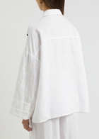 Faithfull The Brand Rossa Printed Linen Shirt White And Black