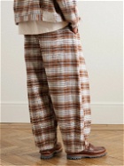 Story Mfg. - Lush Wide-Leg Pleated Checked Cotton Pants - Brown