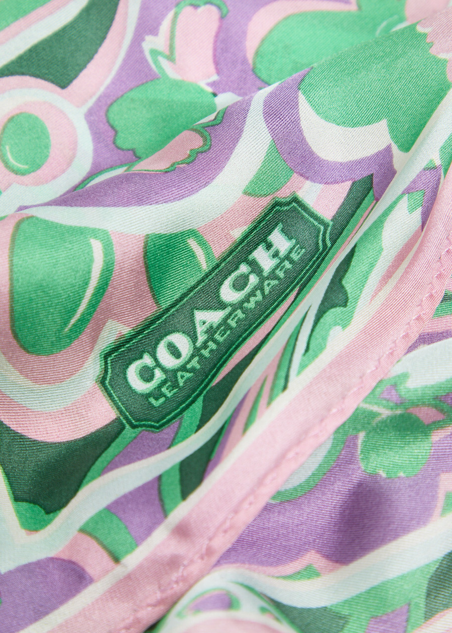 Coach Andrea Patterned Silk Triangle Scarf - Green - One Size
