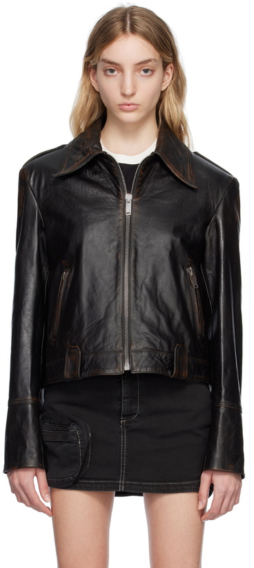 Photo: HALFBOY Black Short Leather Biker Jacket