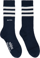 Wales Bonner Two-Pack Off-White & Navy adidas Originals Edition 3-Stripes Socks