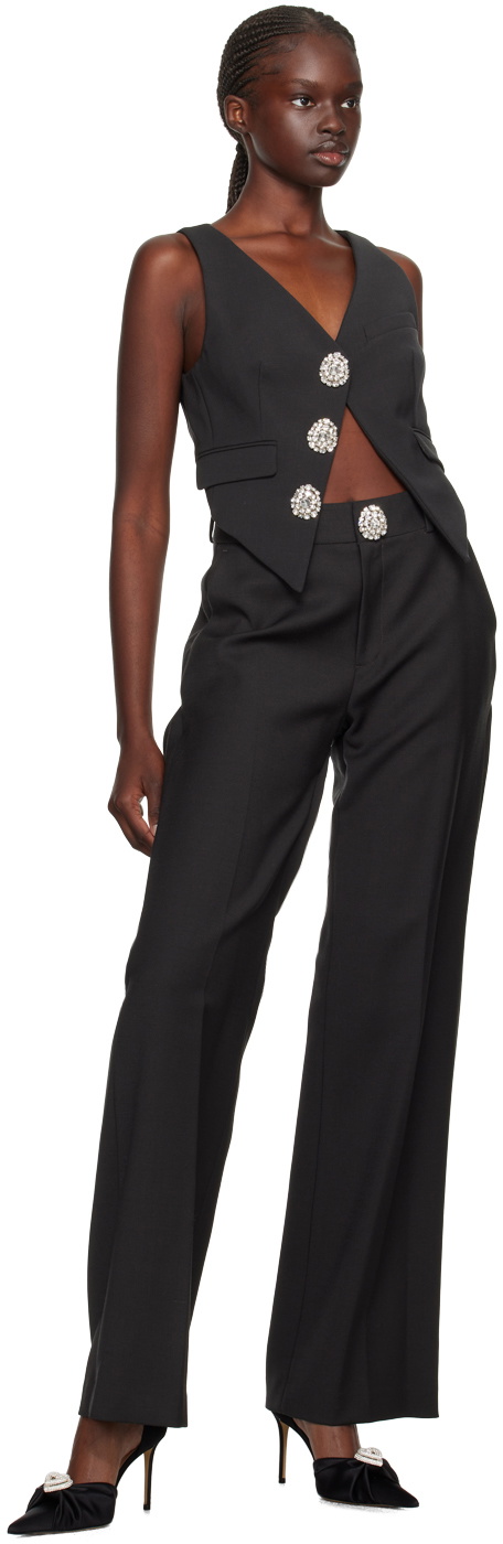 AREA Black Crystal Button Vest