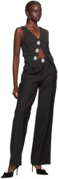 AREA Black Crystal Button Vest