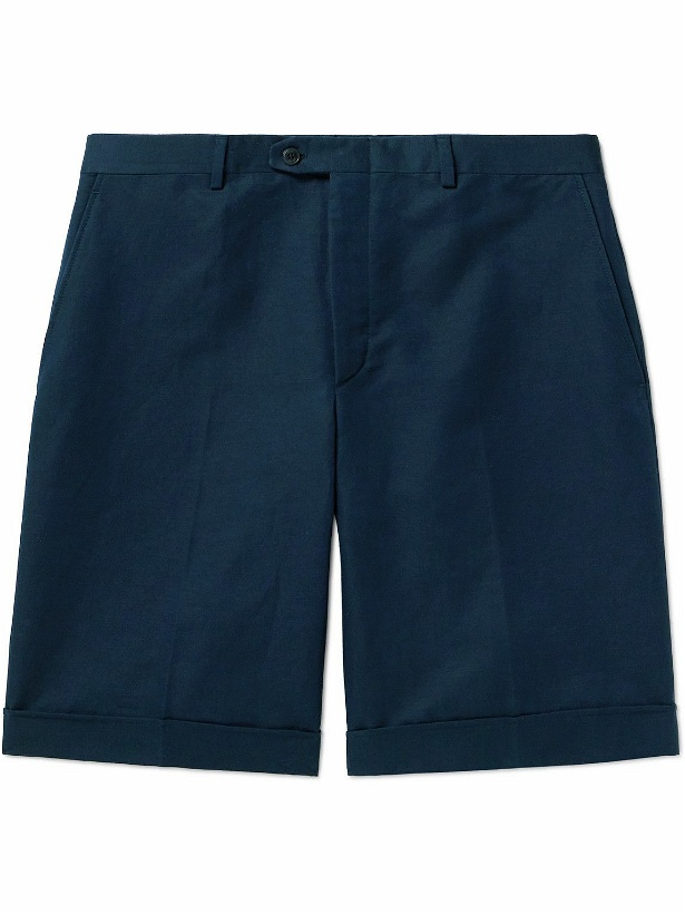 Photo: Brioni - Lerici Straight-Leg Linen and Cotton-Blend Shorts - Blue