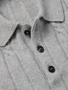 Incotex - Incotex Zanone Cable-Knit Virgin Wool and Cashmere-Blend Polo Shirt - Gray