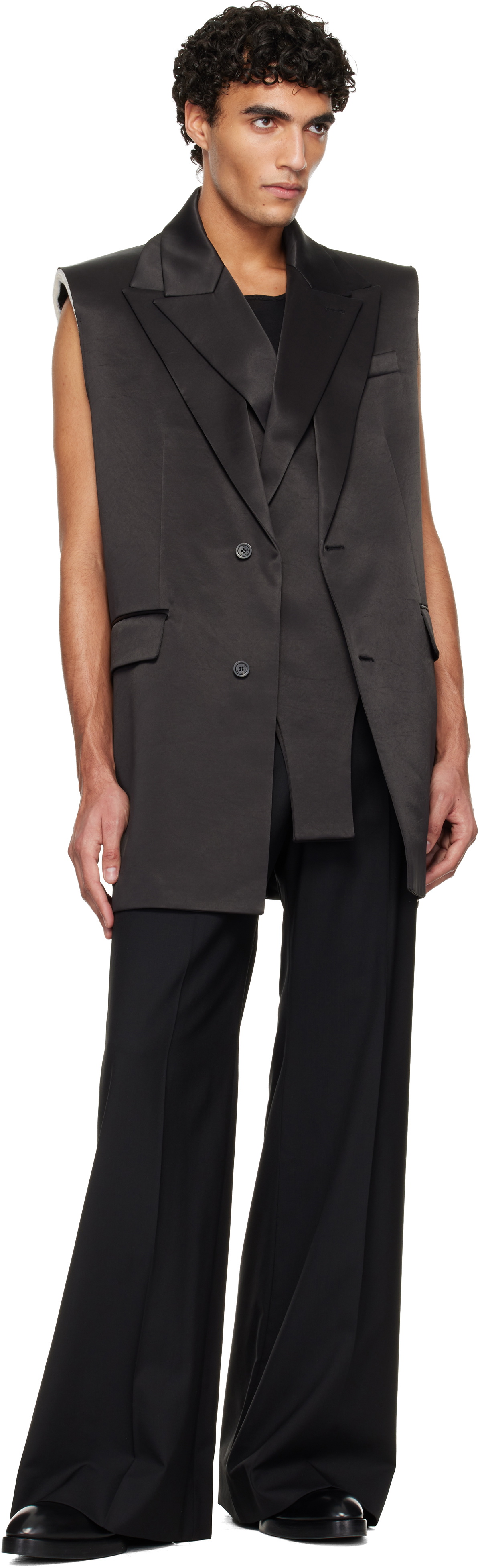Jean Paul Gaultier Black Double Layer Body Detail Vest