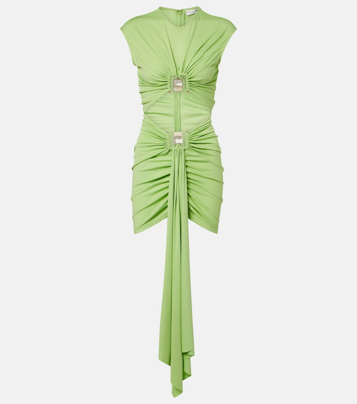 Christopher Esber Bezel Quartz cutout jersey minidress