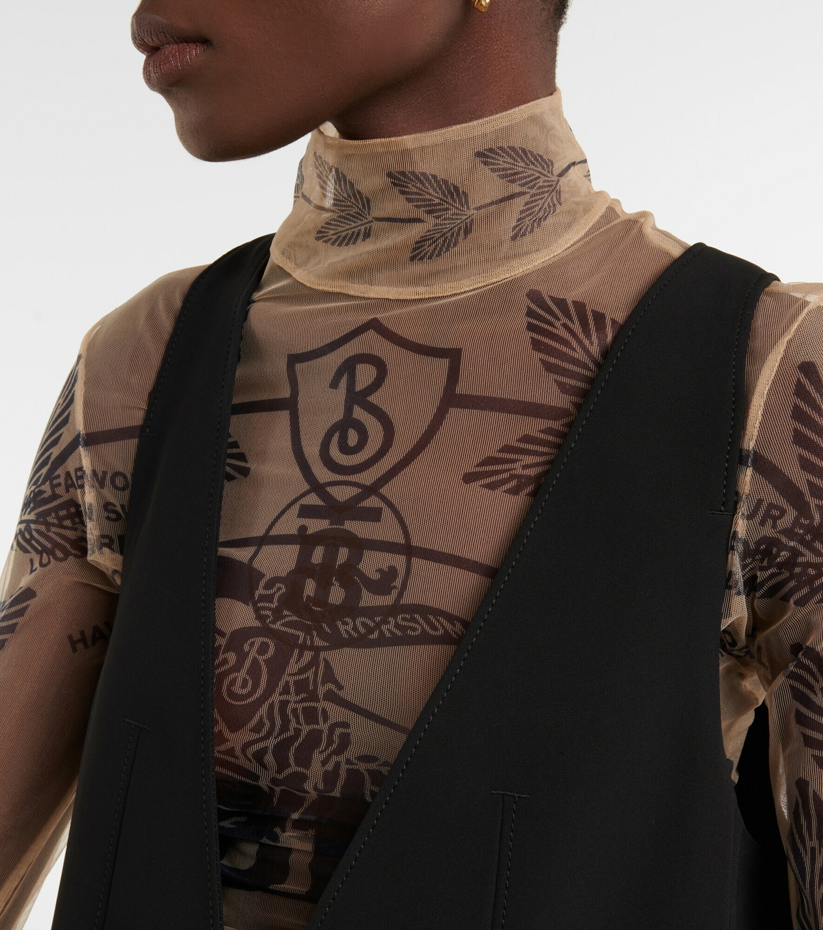 Burberry - Printed mesh mockneck bodysuit