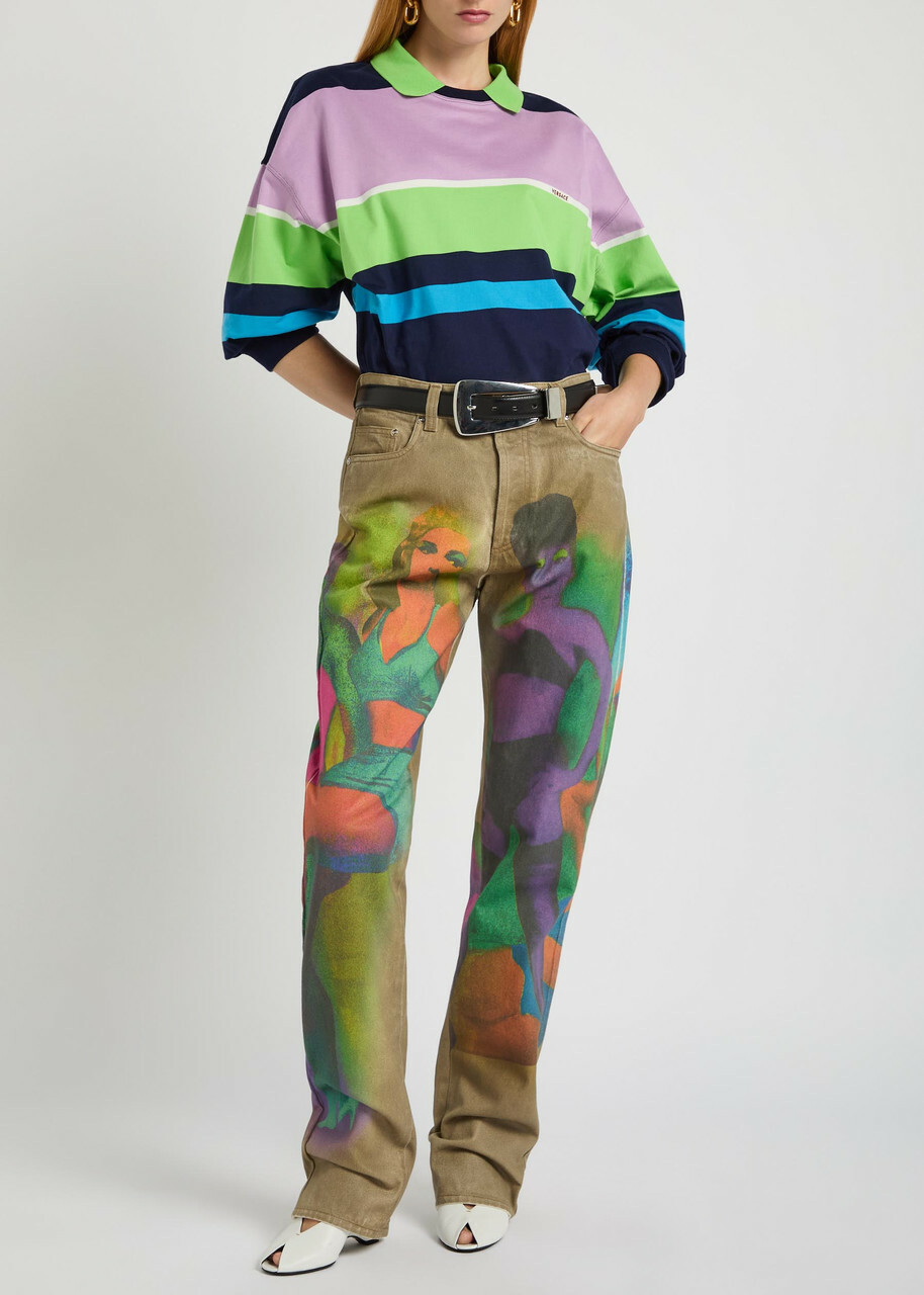 Versace The Femmes Printed Straight-leg Jeans Multicoloured