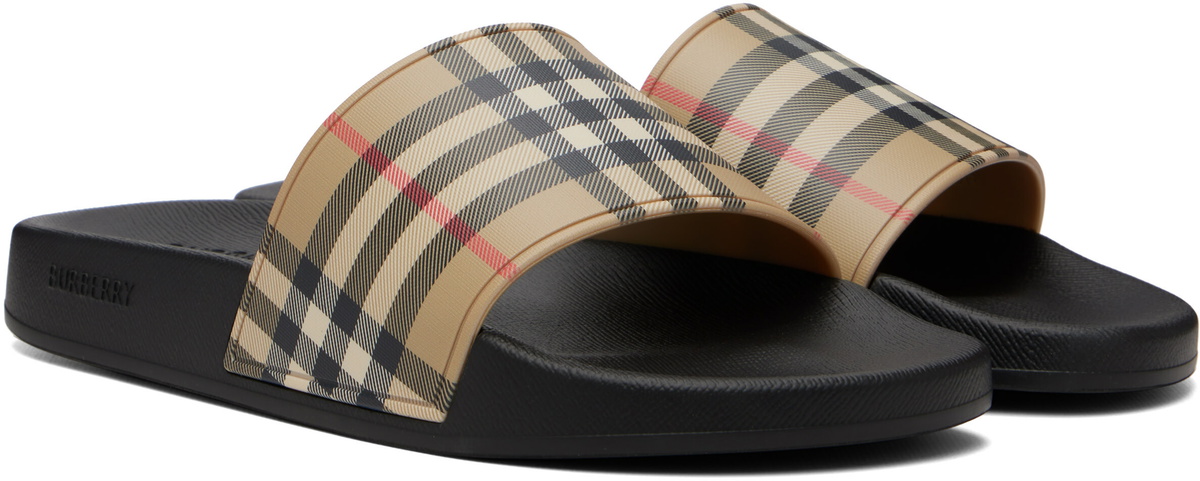 Burberry Beige Check Slides