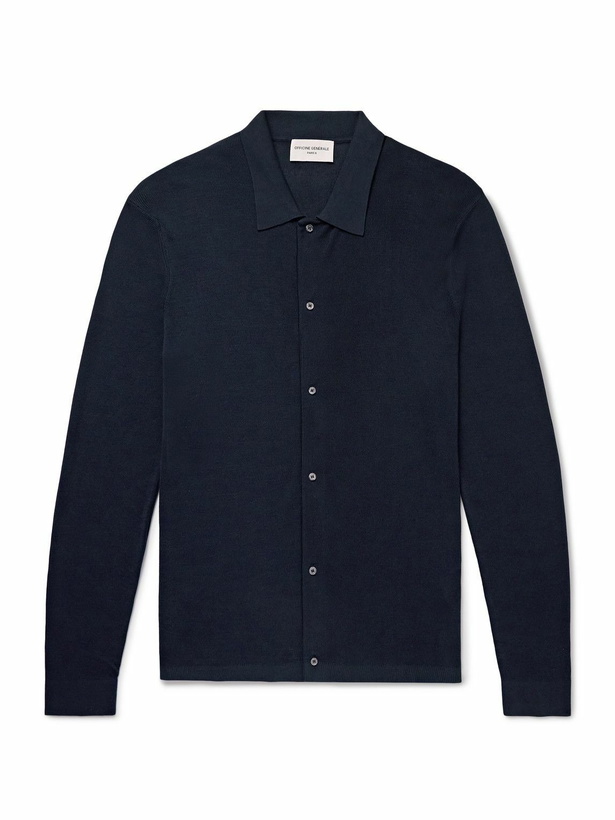 Photo: Officine Générale - Brent Slim-Fit Lyocell and Wool-Blend Cardigan - Blue