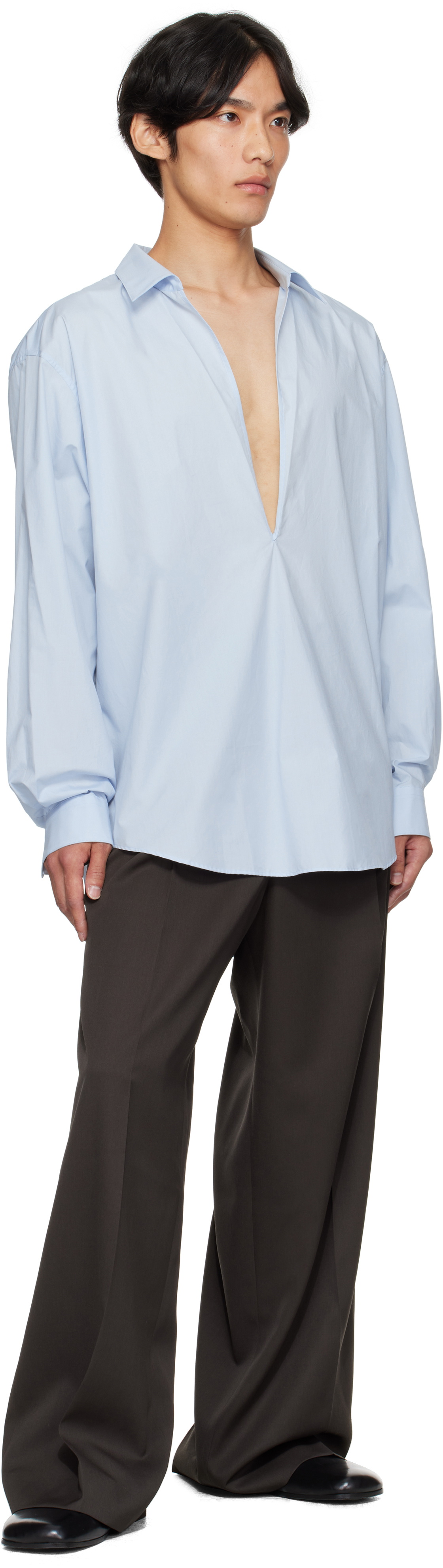 stein Blue Suvin Cotton Oversized Skipper Shirt