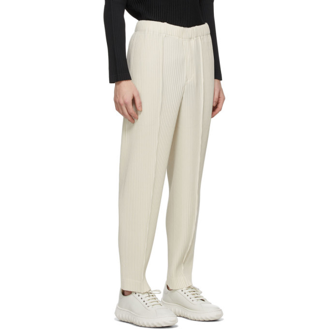 Homme Plisse Issey Miyake Beige Pleats Bottoms 2 Creased Trousers