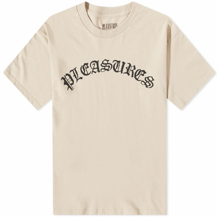 Photo: Pleasures Men's Old E Logo T-Shirt in Sand