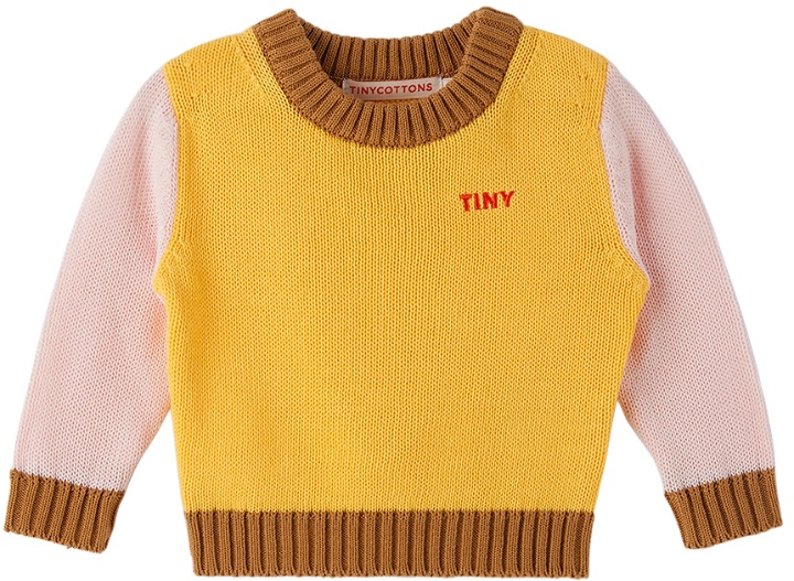 Photo: TINYCOTTONS Baby Yellow & Pink Colorblocked Sweater