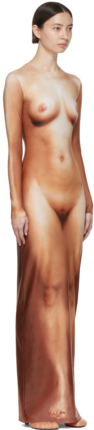 Jean Paul Gaultier Beige Lotta Volkova Edition 'The Naked' Maxi Dress