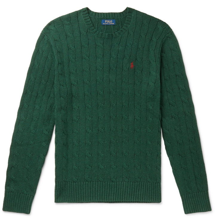 Photo: Polo Ralph Lauren - Cable-Knit Cotton Sweater - Green