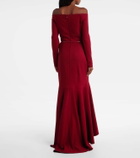 Elie Saab Belted off-shoulder jersey gown