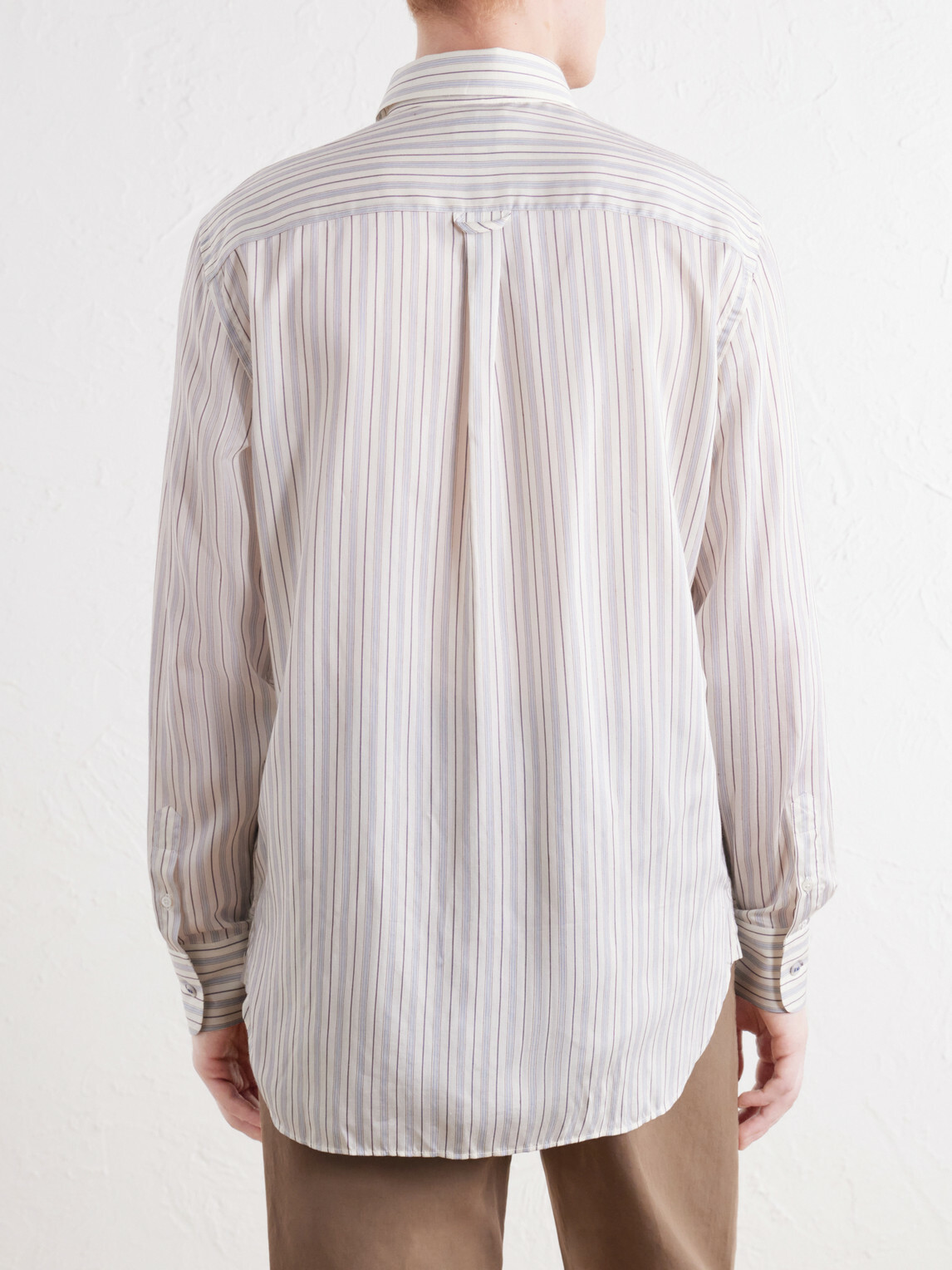 Paul Smith - Button-Down Collar Striped Lyocell and Silk-Blend Twill Shirt - Neutrals