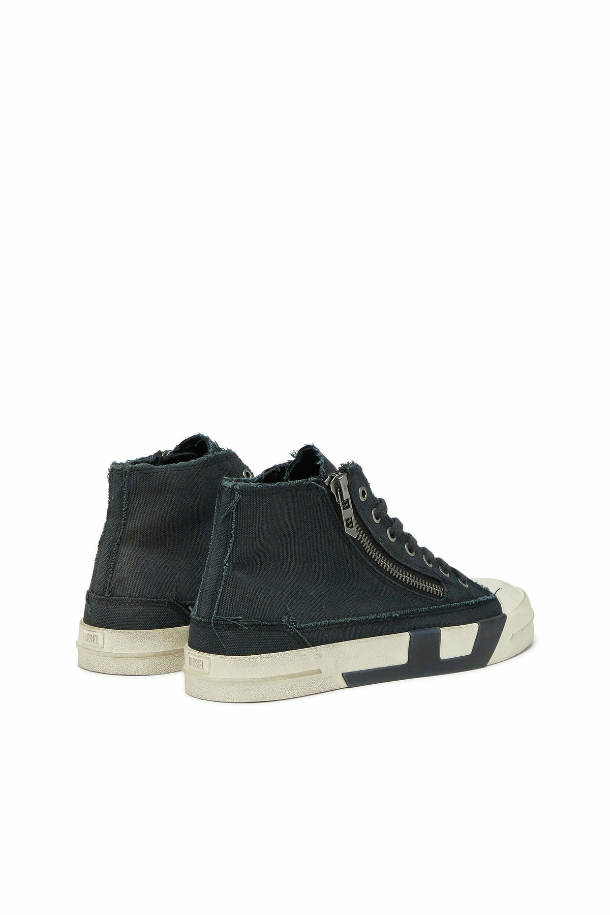 Diesel S-D-Verse - Sneakers in frayed canvas with D logo - Sneakers Mens in Black
