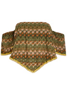 LA Double J Sand Dollar Embroidered Open-knit Cotton-blend top Green