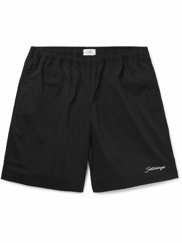 Photo: Saturdays NYC - Tyler Straight-Leg Cotton-Blend Shorts - Black