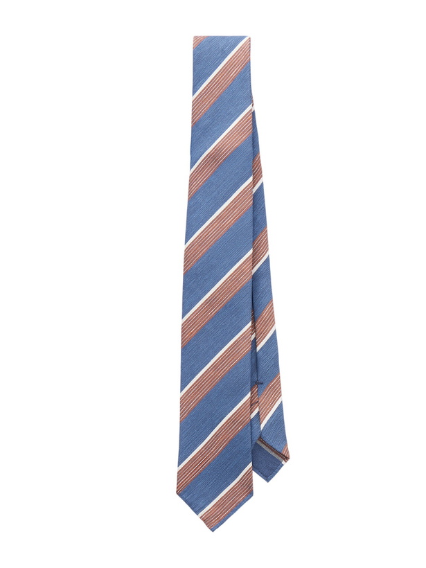 Photo: De Petrillo - 7cm Striped Silk and Linen-Blend Tie