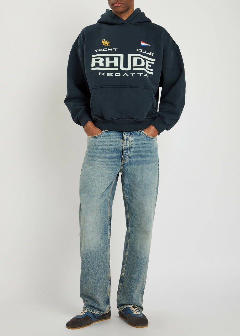 Rhude Regatta Club Printed Cotton Sweatshirt Black