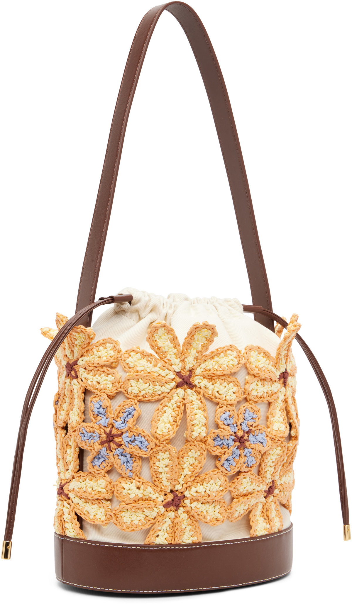 Marni Off-White & Orange Flower Bucket Bag