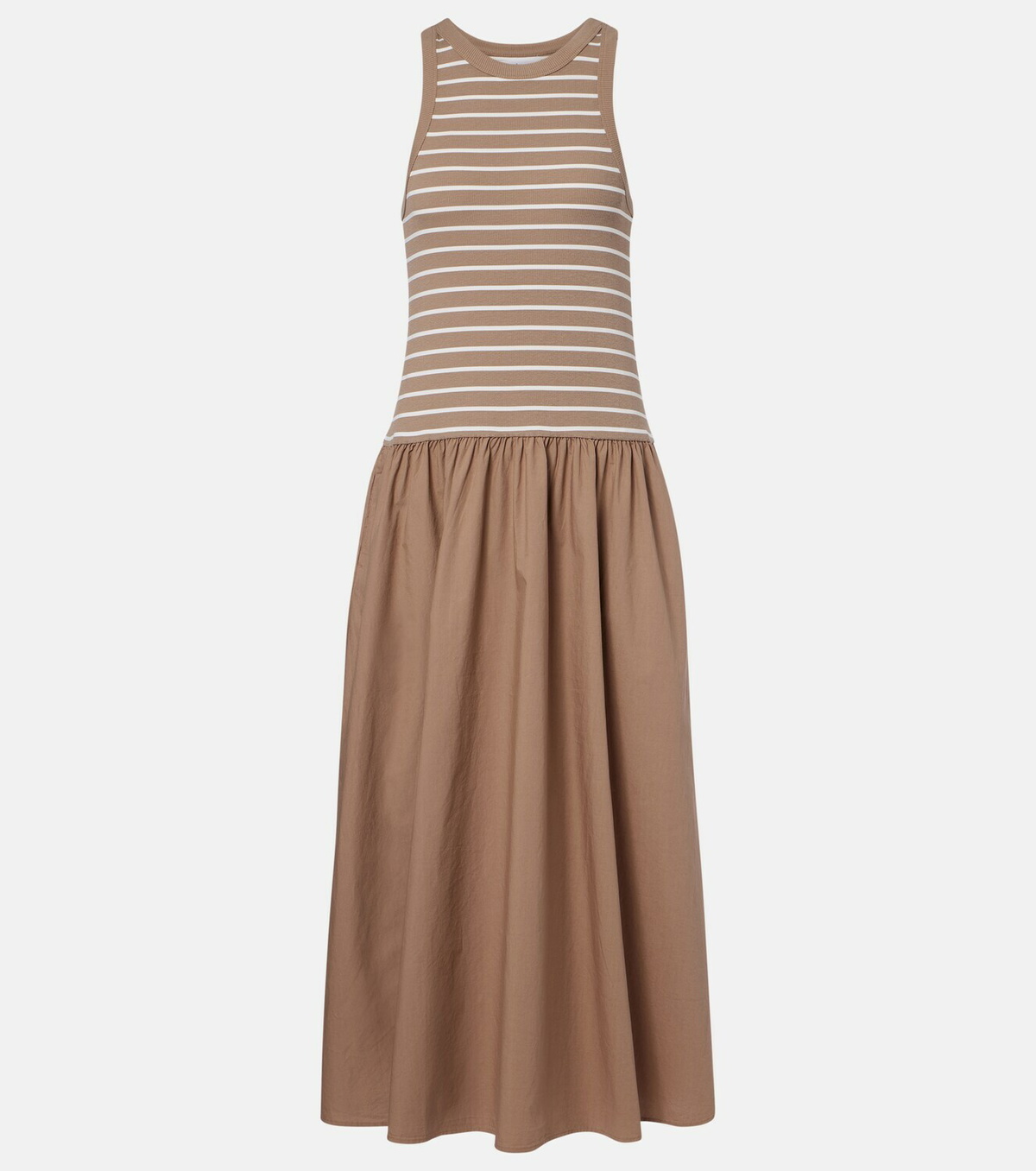 Velvet Romina striped cotton-blend midi dress