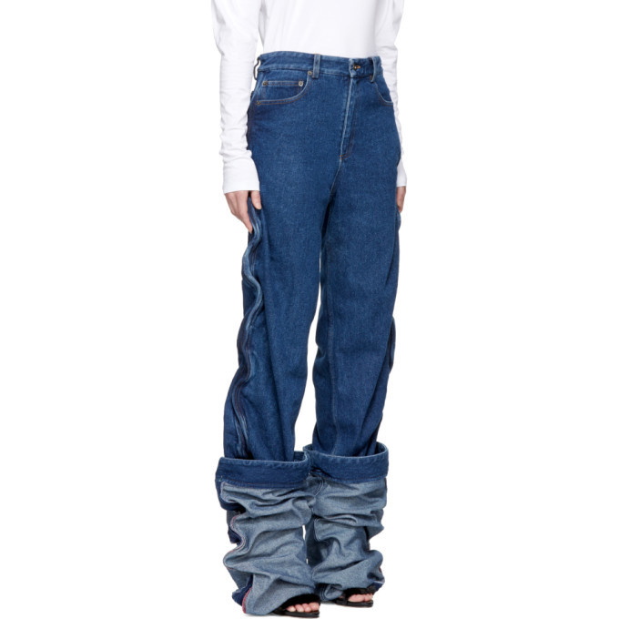 Y. Project Navy Extra Long Fold Jeans in Blue for Men