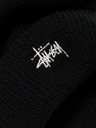 STÜSSY - Logo-Embroidered Knitted Beanie - Black