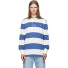 Polo Ralph Lauren White & Navy Classic Fit Khaki-Collar Rugby Polo