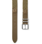 Anderson's - 3.5cm Leather-Trimmed Woven Elastic Belt - Neutrals