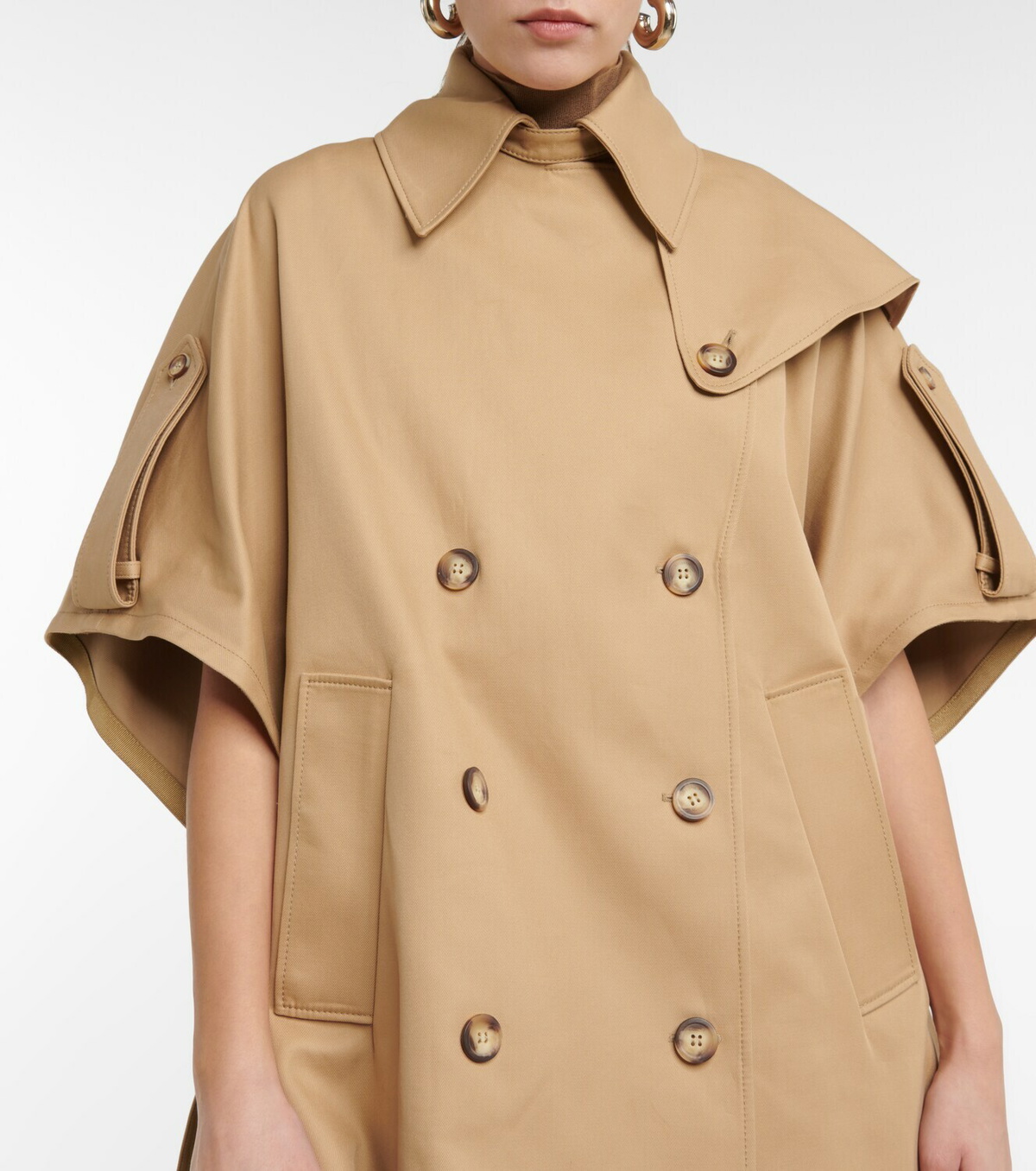 ◆MAX MARA◆ Pernice 7/4袖 コットン ケープ / Beige ◆ Max Mara - Pernice cotton gabardine pea coat Max Mara