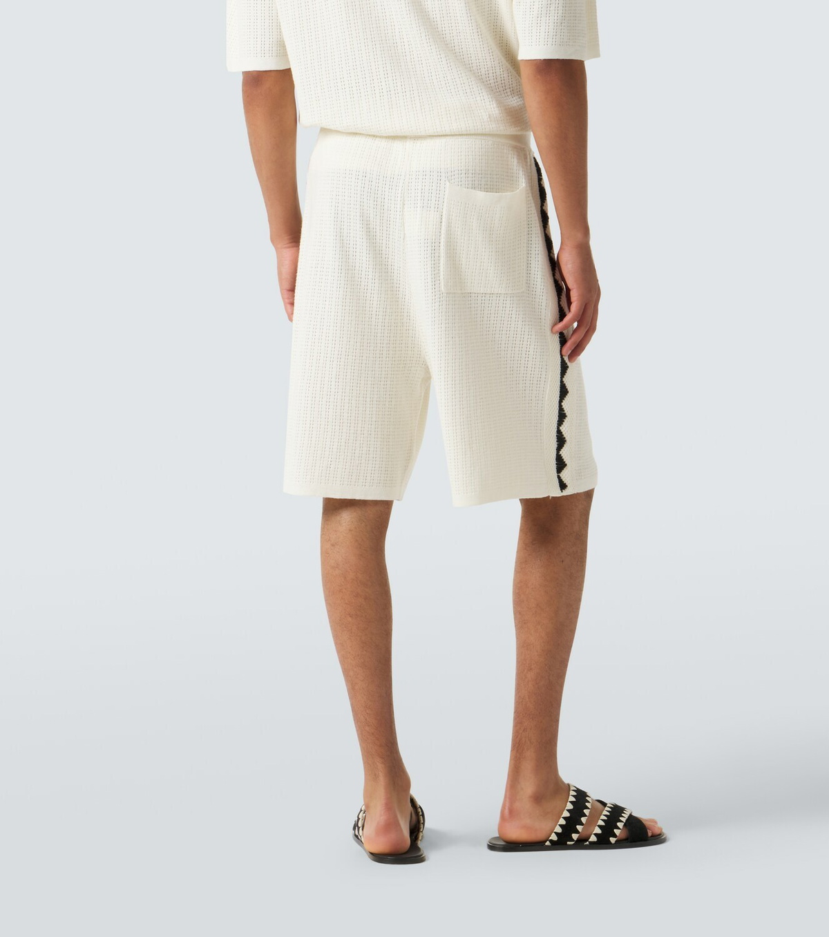 Commas Crochet cotton and hemp Bermuda shorts