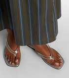Veronica Beard Clea leather-trimmed PVC thong sandals