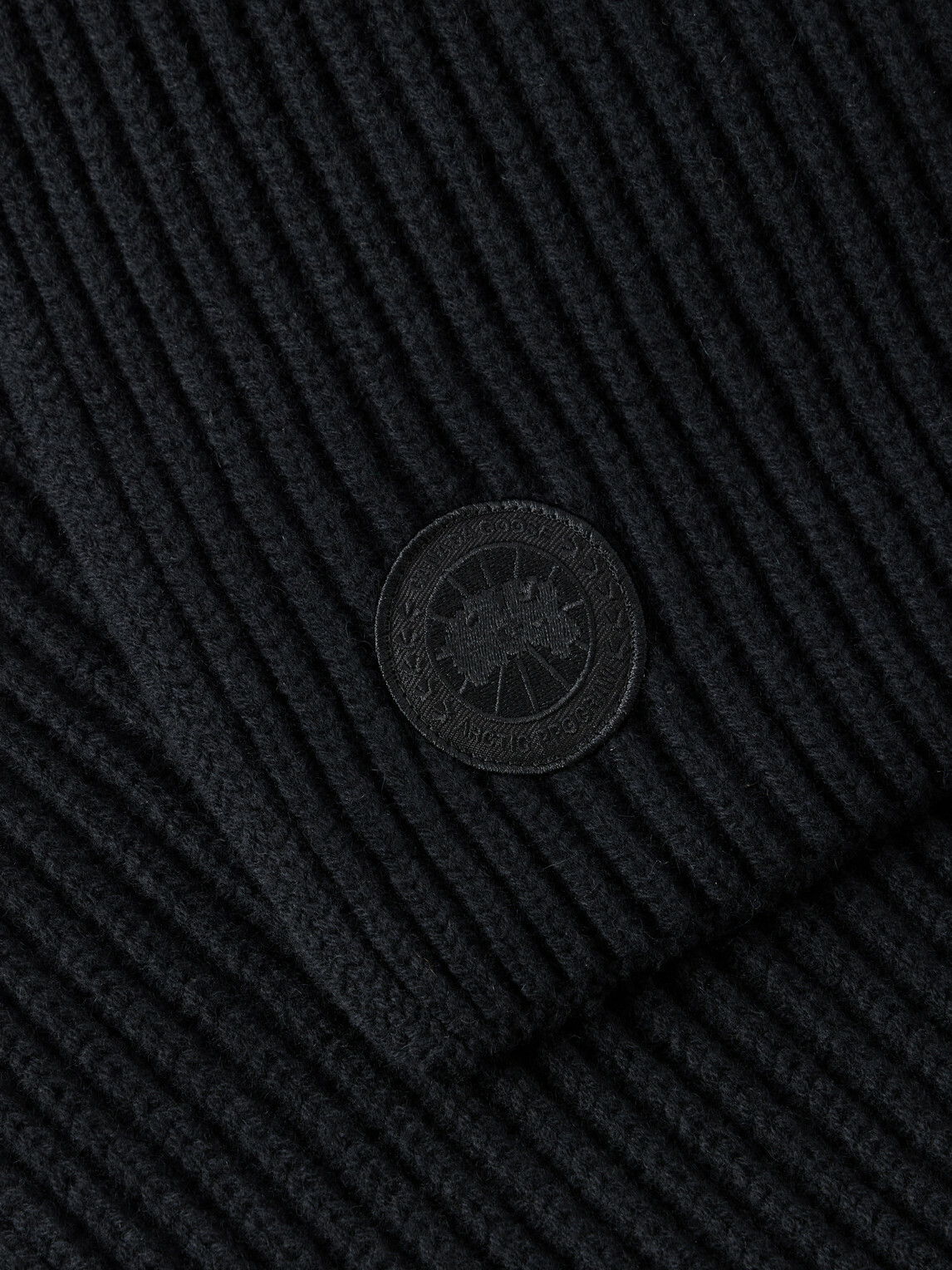 Canada Goose - Logo-Appliquéd Ribbed Wool and Cashmere-Blend Scarf - Black