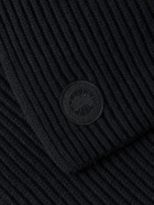 Canada Goose - Logo-Appliquéd Ribbed Wool and Cashmere-Blend Scarf - Black