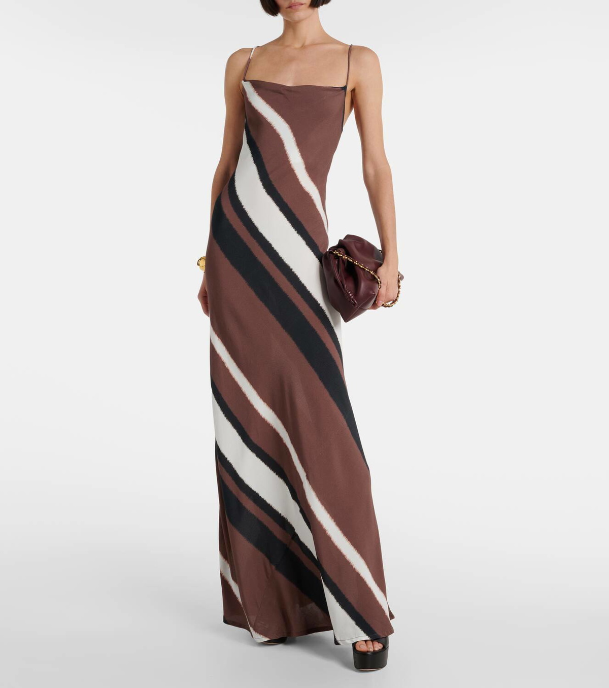 chinese dress ladies Mirai Maxi Dress Brown Stripe
