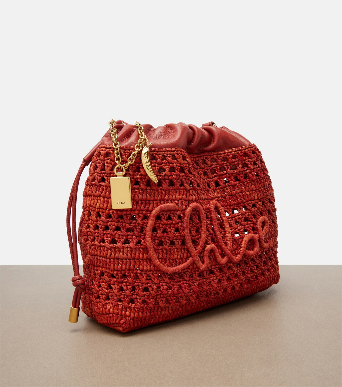 Chloé Summer Banana Mini raffia shoulder bag