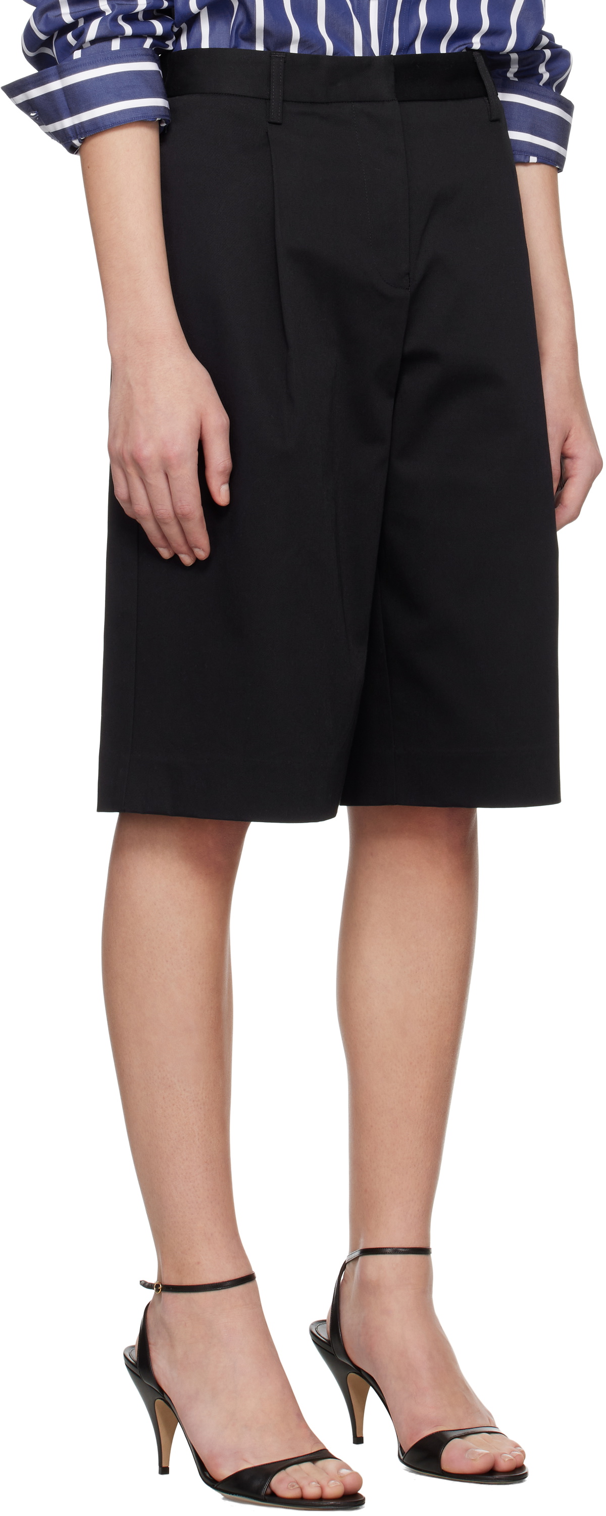 Matteau Black Long Chino Shorts