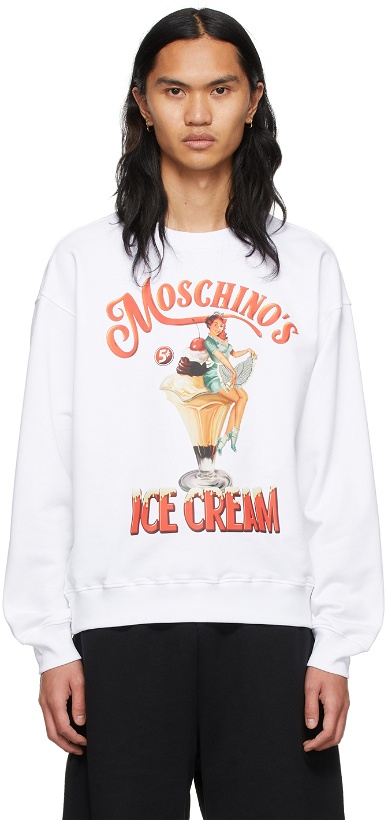 Photo: Moschino White Cotton 'Ice Cream' Sweatshirt
