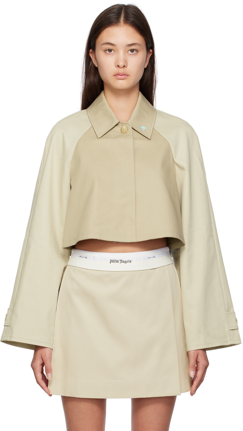 Palm Angels Beige Cropped Jacket Palm Angels