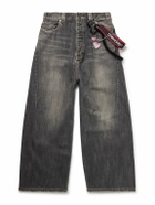 Balenciaga - Wide-Leg Embellished Jeans - Gray