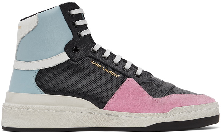 Photo: Saint Laurent Black & Blue SL24 High-Top Sneakers